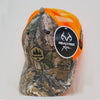 Camo and orange mesh back ball cap, adjustable with OBSC logo